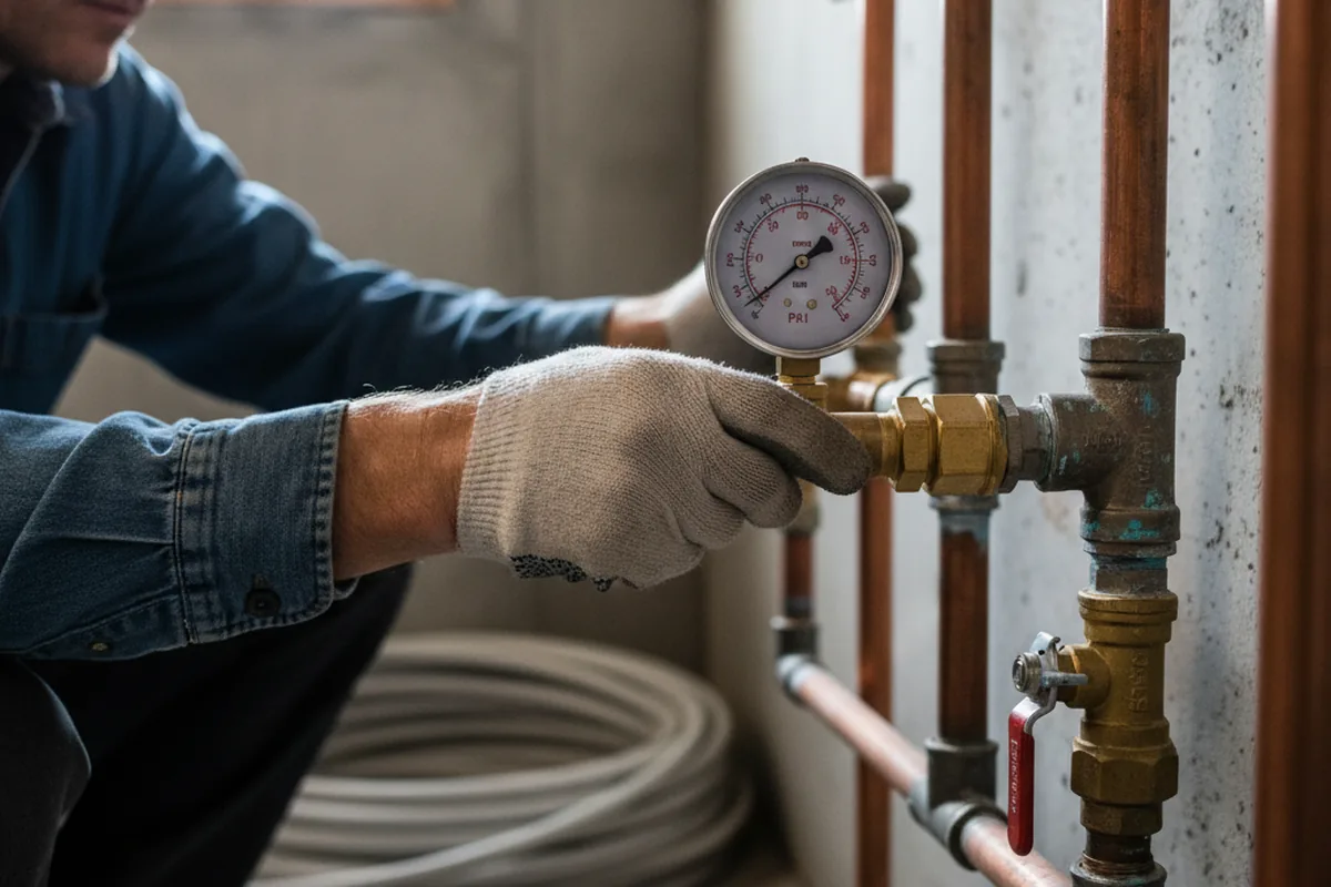 Pressure testing a repaired line during Water Line Repair in Little Neck